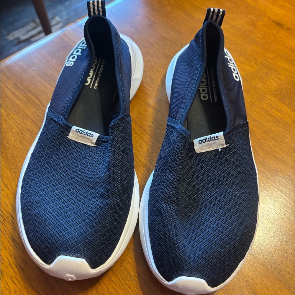 Adidas women’s Navy and White Slip-On Sneakers